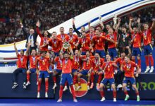 L'équipe d'Espagne célébrant leur victoire à l'Euro 2024