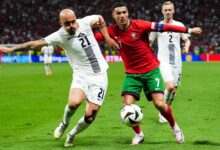 Le Portugal célèbre sa victoire contre la Slovénie