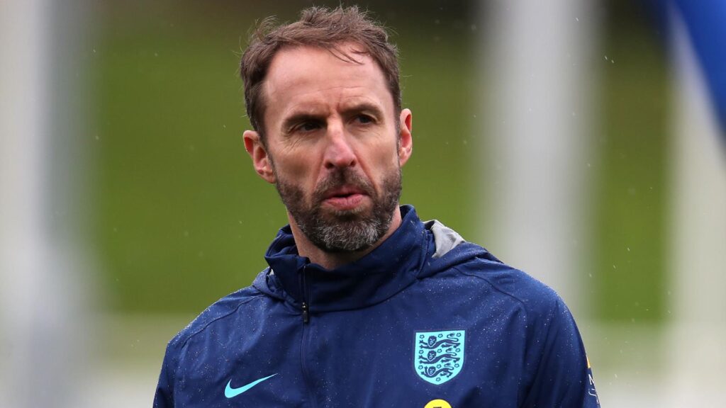 Gareth Southgate lors d'un match avec l'équipe d'Angleterre