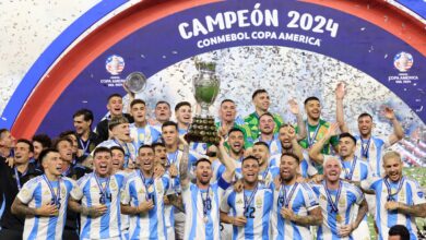 Lionel Messi célébrant la victoire de l'Argentine en Copa América