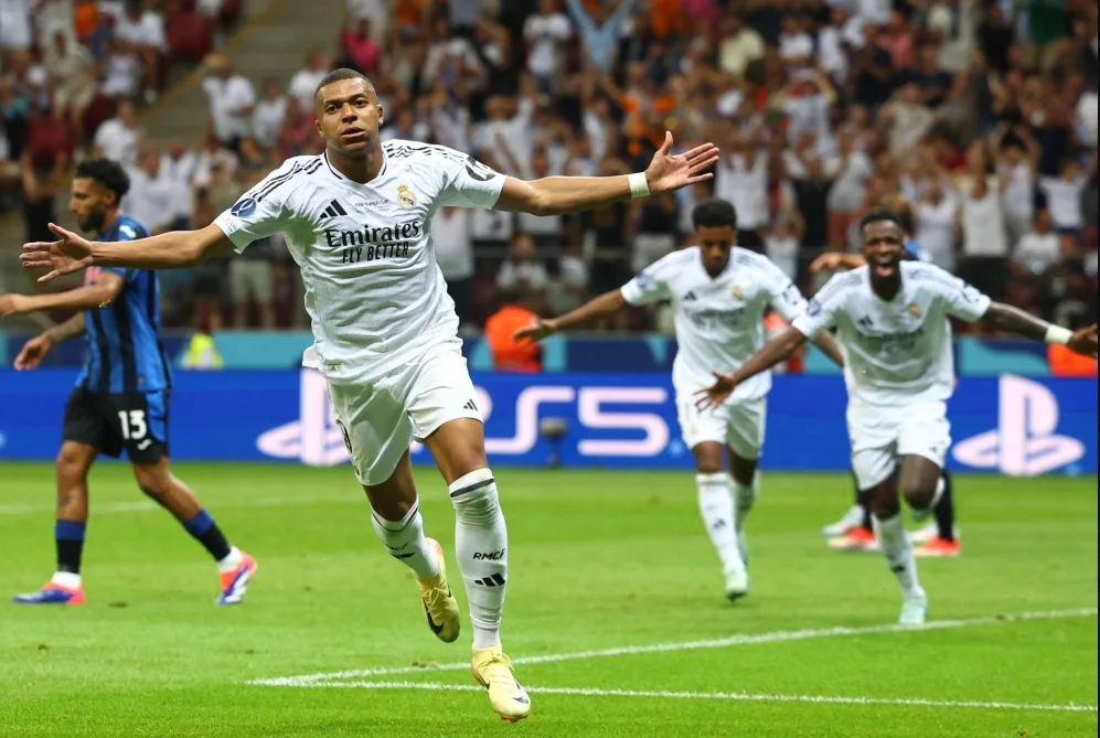 Mbappé buteur lors de la victoire du Real Madrid en Super Coupe de l'UEFA 2024