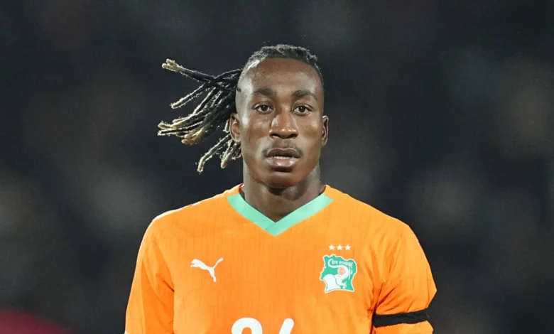Yan Diomandé lors d'un match avec la Côte d'Ivoire