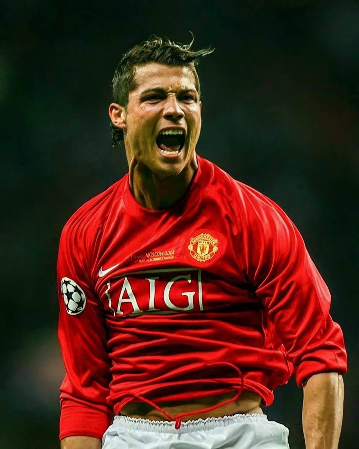 Cristiano Ronaldo exulte sous le maillot de Manchester United lors de la finale de Moscou 2008