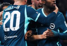 Malick Yalcouyé félicité par ses coéquipiers de Brighton après son but contre Manchester City