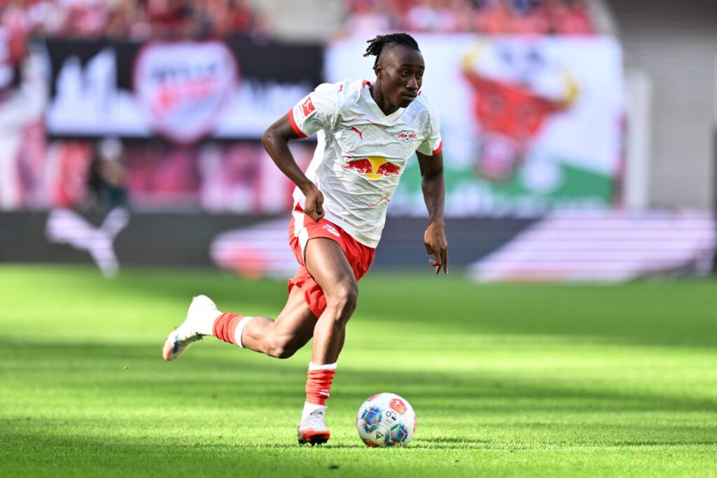 Yan Diomandé sous le maillot du RB Leipzig en Bundesliga lors de la saison 2025-2026