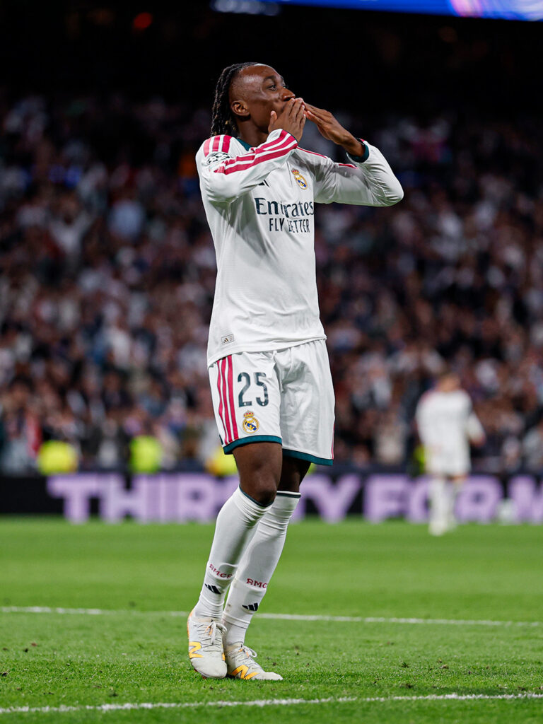 Yan Diomandé célèbre au Bernabéu sous le maillot du Real Madrid
