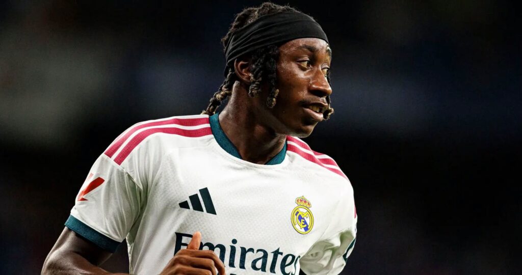 Yan Diomandé, ailier ivoirien du Real Madrid, en plein match de Liga